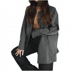 NEW GERGANA IVANOVA amber stripe shirt in black